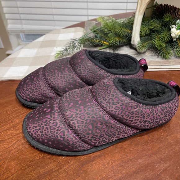 Sorel Go Bodega Run Puffer Faux Fur Epic Plum Leopard Indoor Outdoor Slipper 9 - Picture 2 of 7